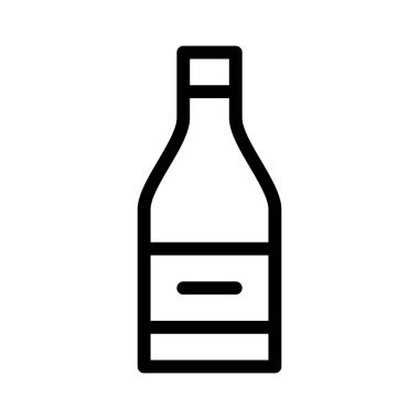 Beyaz arkaplanda şarap şişesi simgesi, vektör illüstrasyonu
