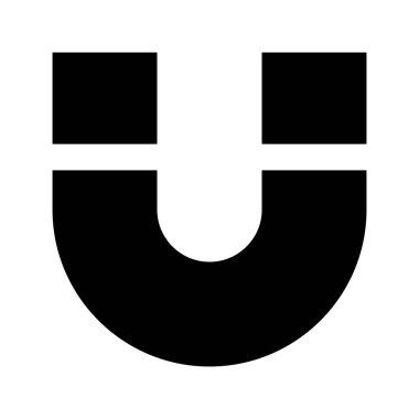 Beyaz arkaplanda mıknatıs siyah simgesi, vektör illüstrasyonu