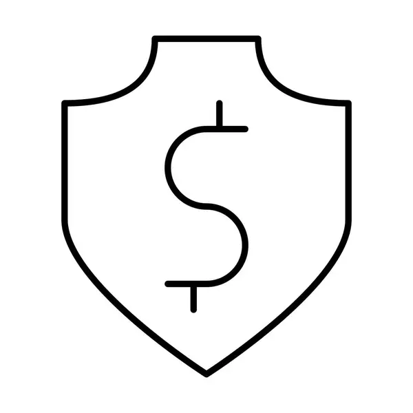 Money Dollar Shield Icono Sobre Fondo Blanco Ilustración Vectorial — Vector de stock