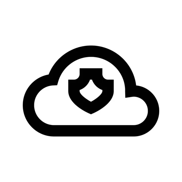 Nube Con Escudo Icono Sobre Fondo Blanco Ilustración Vectorial — Vector de stock