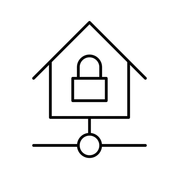 Home Automation Mit Schloss Symbol Auf Weißem Hintergrund Vektorillustration — Stockvektor