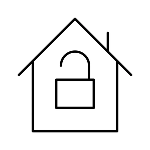 Σπίτι Ξεκλειδώστε Εικονίδιο Λευκό Φόντο Διανυσματική Απεικόνιση — Διανυσματικό Αρχείο