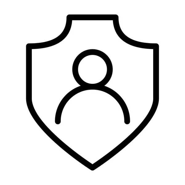 Person Account Shield Symbol Auf Weißem Hintergrund Vektorillustration — Stockvektor