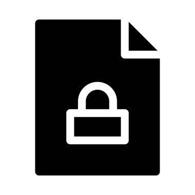 Beyaz arkaplanda Kilit simgesi olan belge, vektör illüstrasyonu