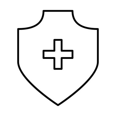 Beyaz arkaplanda Sağlık Kalkanı simgesi, vektör illüstrasyonu