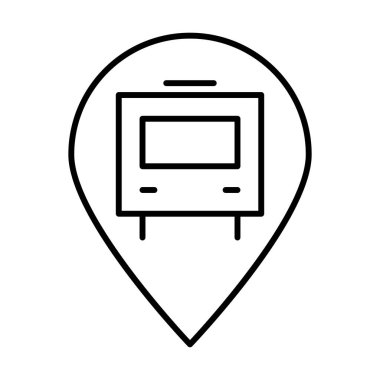 Otobüs Durağı Konum Pin simgesi, vektör illüstrasyonu