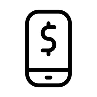 Mobil Bankacılık Doları simgesi, vektör illüstrasyonu