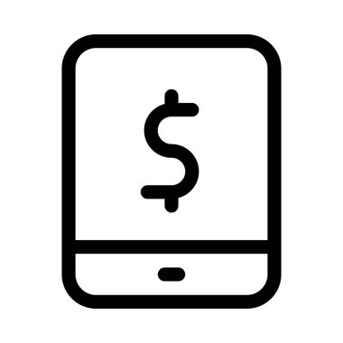 Tablet Dolar simgesi, ticaret sembolü, vektör illüstrasyonu