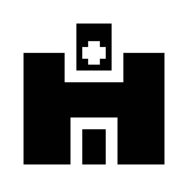 Hastane binası simgesi, vektör illüstrasyonu