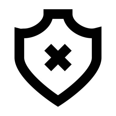 Beyaz arkaplanda Kalkan Çapraz simgesi, vektör illüstrasyonu