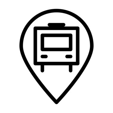 Otobüs Durağı Konum Pin simgesi, vektör illüstrasyonu