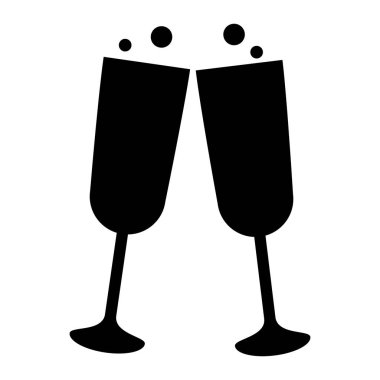 Şampanya ikonu, vektör illüstrasyonu