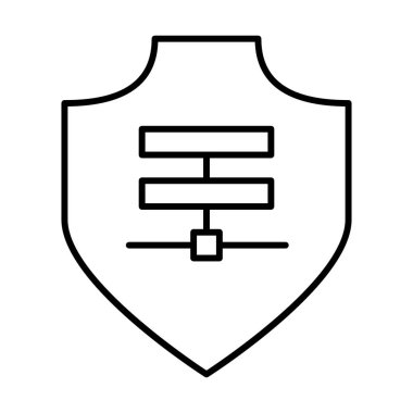 Beyaz arkaplanda sunucu kalkanı simgesi, vektör illüstrasyonu