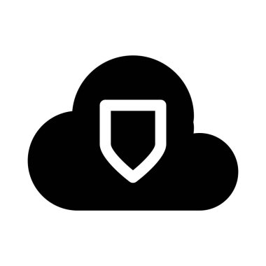 Beyaz arkaplanda Bulut Güvenliği simgesi, vektör illüstrasyonu