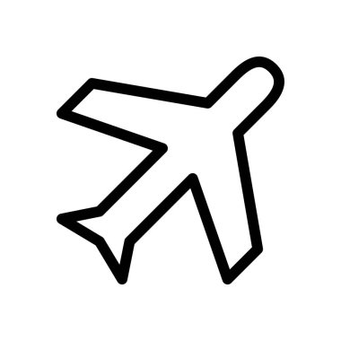  Beyaz arkaplanda uçak simgesi, vektör illüstrasyonu