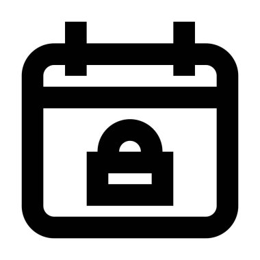 Takvim Zamanlamasındaki Tarih beyaz arkaplan, vektör illüstrasyonunda Kilit simgesidir