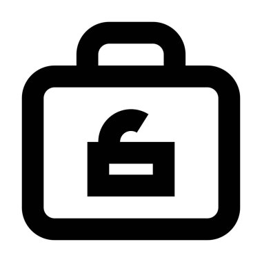 Beyaz arkaplan, vektör illüstrasyonunda evrak çantası simgesini aç