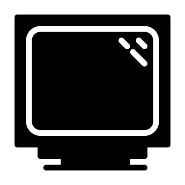 Crt Monitor simgesi, vektör illüstrasyonu