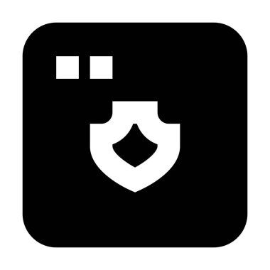 Beyaz arkaplanda Uygulama Kalkanı simgesi, vektör illüstrasyonu