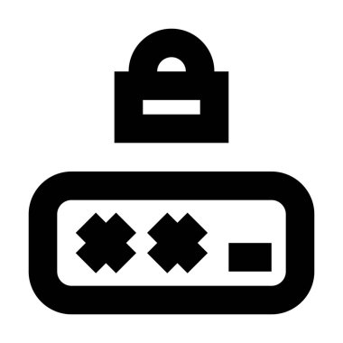 Beyaz arkaplanda Kilit simgesi olan parola, vektör illüstrasyonu