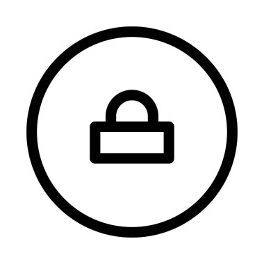 Beyaz arkaplanda Kilit simgesi olan çember, vektör illüstrasyonu