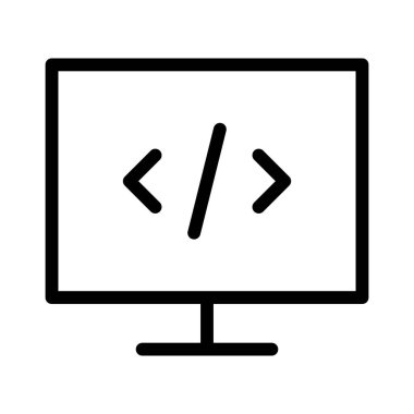 Kodlama simgesi, vektör illüstrasyonu programlanıyor 