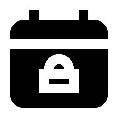 Takvim Zamanlamasındaki Tarih beyaz arkaplan, vektör illüstrasyonunda Kilit simgesidir