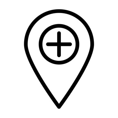 Hastane Konumu simgesi, vektör illüstrasyonu