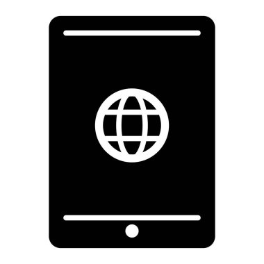 Tablet Çevrimiçi simgesi, vektör illüstrasyonu 