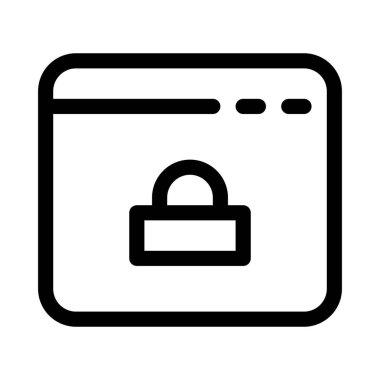 Beyaz arkaplanda Kilit simgesi olan yazılım, vektör illüstrasyonu