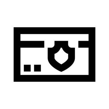 Banka kartı koruma simgesi beyaz arkaplan, vektör illüstrasyonu