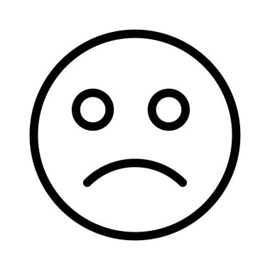 Beyaz arkaplanda Emoji üzgün simgesi, vektör illüstrasyonu