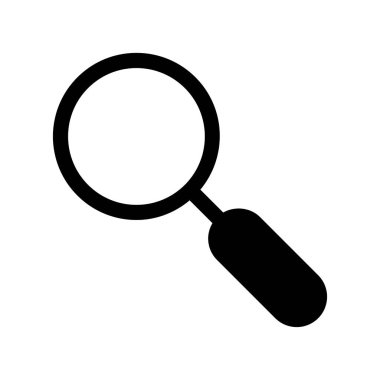 Beyaz arkaplan, vektör illüstrasyonunda Büyütücü Cam Arama Yakınlaştırma Arayüzü simgesi