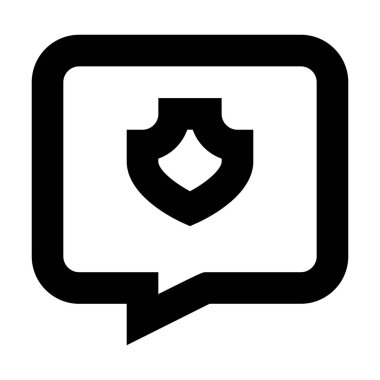 Beyaz arkaplan üzerindeki Sohbet Kalkanı simgesi, vektör illüstrasyonu