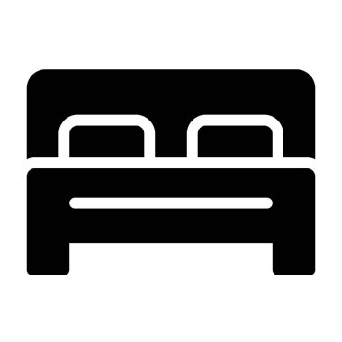  Uyku Odası simgesi, vektör illüstrasyonu