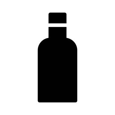 Beyaz arkaplanda şarap şişesi simgesi, vektör illüstrasyonu