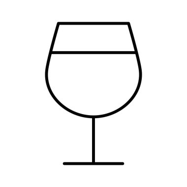 Beyaz arkaplanda şarap kadehi simgesi, vektör illüstrasyonu