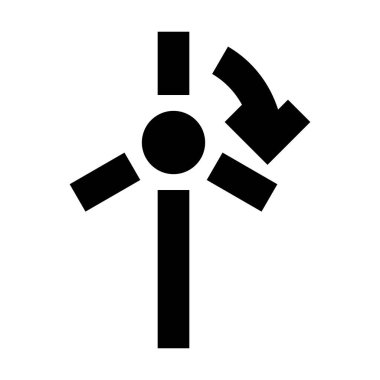 Beyaz arkaplanda yel değirmeni simgesi, vektör illüstrasyonu. Enerji Santrali Ortamı