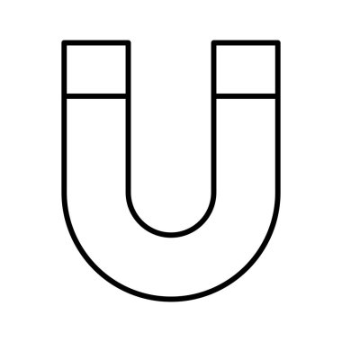 Beyaz arkaplanda mıknatıs siyah simgesi, vektör illüstrasyonu