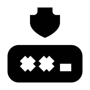 Beyaz arkaplanda parola kalkanı simgesi, vektör illüstrasyonu