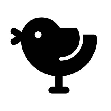  Beyaz arkaplanda Tavuk Paskalya simgesi, vektör illüstrasyonu