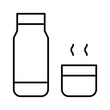 Beyaz arkaplanda termos simgesi, vektör illüstrasyonu