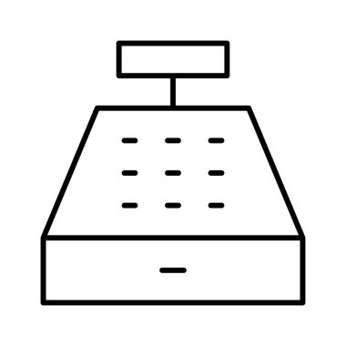 Beyaz arkaplanda kasiyer süpermarket simgesi, vektör illüstrasyonu