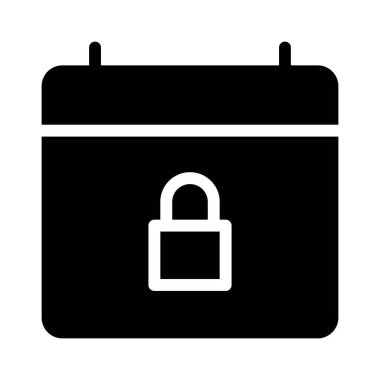 Beyaz arkaplanda Takvim Kilidi simgesi, vektör illüstrasyonu