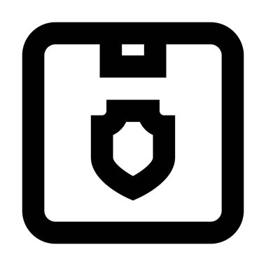 Beyaz arkaplanda Parsel Kalkan simgesi, vektör illüstrasyonu