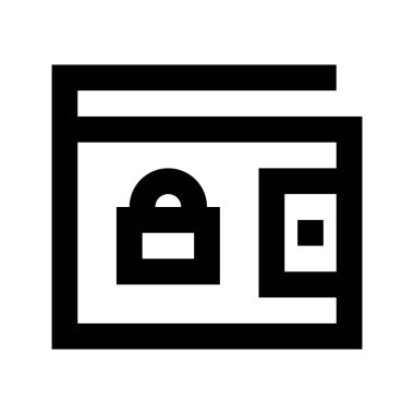 Beyaz arkaplanda Kilit simgesi olan cüzdan, vektör illüstrasyonu