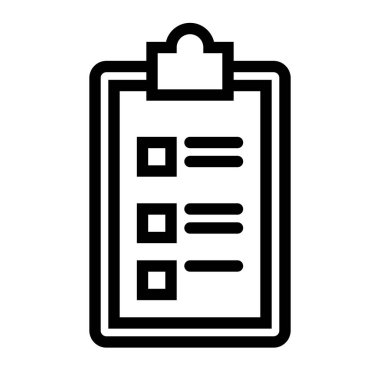 Beyaz arkaplan üzerindeki kontrol listesi simgesi, vektör illüstrasyonu