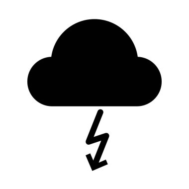  Beyaz arkaplanda gök gürültüsü simgesi, vektör illüstrasyonu