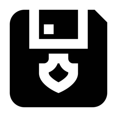 Beyaz arkaplanda Disket Kalkanı simgesi, vektör illüstrasyonu