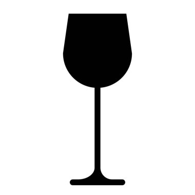 Beyaz arkaplanda şarap kadehi simgesi, vektör illüstrasyonu